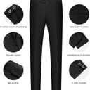 WULFUL Mens Slim Fit Suit One Button 3-Piece Blazer Dress Business Wedding Party Jacket Vest & Pant (X-Small, Black)