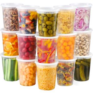 AOZITA 40 Sets 32 oz Plastic Deli Food Containers With Lids, Airtight Food Storage Containers, Freezer/Dishwasher/Microwave Safe, Soup Containers For Takeout Meal Prep Storage