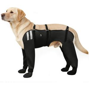 COODEO Dog Socks for All 4 Paws, Waterproof Non-Slip Easy to Wear, Licking Prevention Paw Protection, Durable Warm Salt-Resistant, for Rain Snow Post-Surgery Wound Care Daily Use (Black, XL)