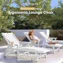 THOEOE Patio Chaise Lounge Chair, Lounge Chair Outdoor with 5 Positions, HDPE, Patio Lounge Chair with Wheels & Cup Holder for Pool, Deck, Poolside,White