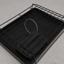 Kitsure Dish Drying Rack for Kitchen Counter, Stainless Steel Sink Organization and Storage Essentials with Cutlery Holder, Home and Appartment Decor, 12''W x 15.5''L, Black