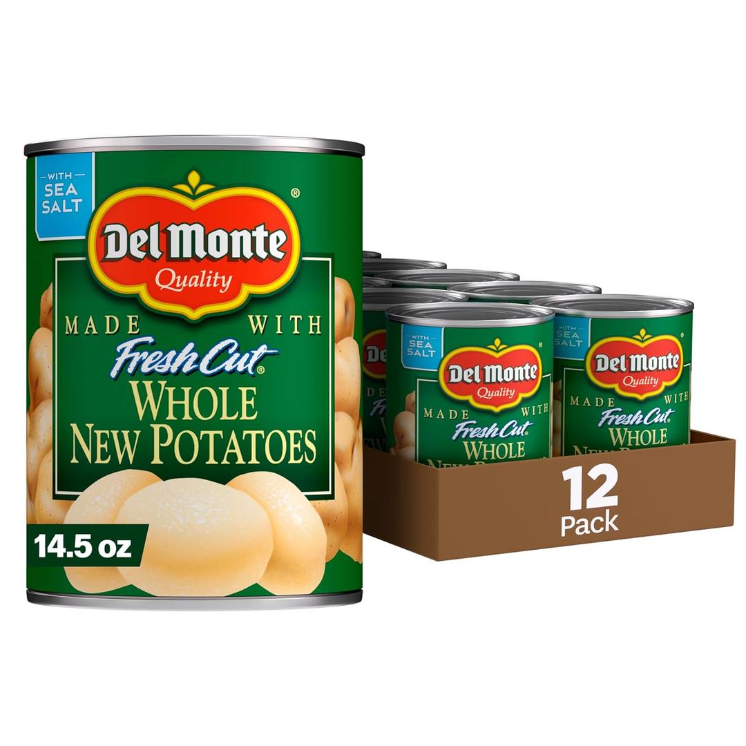 DEL MONTE FRESH CUT Whole New Canned Potatoes, Canned Vegetables, 12 Pack, 14.5 oz Can, Best By 01/23/2026