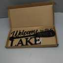 BiaGift Lake House Decor Welcome Sign Lake House Gifts, Key Holder for Wall Decorative with 6 Hooks, Anchor Wall Decor - Welcome to The Lake, 14.2 x 6.0 Inches