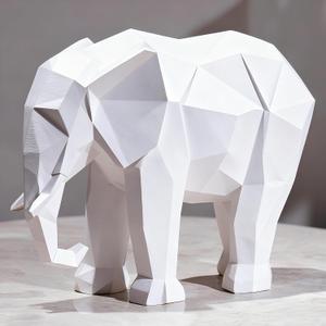 Cynkeyee Elephant Decorations Figurine Statue - Modern Elefantes para Decoracion Casa, Resin Origami White Elephant Gift Minimalist Tabletop Decor Centrepiece Accent Knick Knacks 6x2.25 x4.5 Inch (6IN)