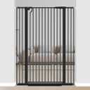 51.18" Extra Tall Pet Gate for Cats Dogs-29.6"-40.5" Extra Wide Baby Cat Gate for Stairs and Doorways-1.37" Ultra Narrow Spacing Dog Gate Dog Door with One-Handed Operation(29.6"-40.5") (Black)