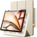 JETech Magnetic Detachable Case for iPad Air 13-Inch M4/M3/M2 (2026/2025/2024) with Pencil Holder, Removable Rotating Clear Cover, Portrait/Landscape Stand with Raised Screen View (Starlight)