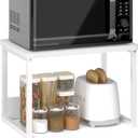 MARTY Kitchen Countertop Organizer Cabinet Shelf, 17x12.4 Large Spice Racks Counter Shelf Microwave Oven Rack Desktop Storage Organization for Kitchen, Office, Metal & Wood, White