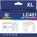 LC401XL Ink Cartridges Compatible for Brother LC401 LC401XL High Yield Work with Brother MFC-J1010DW MFC-J1012DW MFC-J1170DW Printer (Black Cyan Magenta Yellow, 4 Pack)