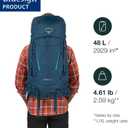 Osprey Kestrel 48L Men's Backpacking Backpack, Bonsai Green, L/XL, Large-X-Large