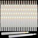 Baquler 100 Pcs 8.5 Inch LED Flameless Taper Candles Bulk Battery Operated Taper Candles Flickering Candlesticks for Wedding Church Holiday Table Decoration (White)
