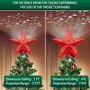 Christmas Tree Topper Lighted with 6 Projected Patterns -Christmas Star Tree Topper Built-Led Rotating Lights -3D Glitter Dynamic Projector for Indoor Xmas New Year Holiday Party Decorations, Golden Star