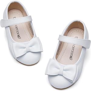 Kiderence Toddler Girls Dress Shoes Little Kids Mary Janes Ballet Flats Toddler (9 Toddler,White)