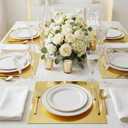 100 PCS Disposable Paper Placemats, GOH DODD 13" Thicken Mirrored Charger Plates Table Decoration Place Mats for Dinning Kitchen Bridal Shower Baby Shower Banquet Birthday Party Wedding, Square, Gold