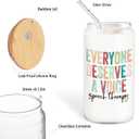 Speech Therapy Mental Health Gifts Glass Cup,Everyone Deserves A Voice Glass Cup With Lids And Straws 14oz, Slp Speech Pathologist Inspirational Counseling Gifts