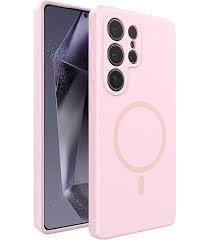 BNAAGO Strong Magnetic Silicone Case for Samsung Galaxy S25 Ultra, Soft Slim-fit Liquid Silicone Phone Case with Camera Cover, Vibrant Pink Color, Magnetic, Camera Protection, Soft Case