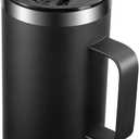 KXIAOCHEN 20oz Insulated Coffee Mug with Lid, Stainless Steel Coffee Cup, Double Wall Vacuum Coffee Tumbler with Handle, Premium Thermal Travel Coffee Mug (Black) (1 Count (Pack of 1))