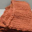 Chunky Knit Blanket Throw, 100% Hand Knit Throw Blanket Handmade Chenille Cable Knit Throw for Couch, Stylish Cozy Soft Rope Knot Crochet Blanket for Home Decor, Copper Brown, 50x60 Inches  