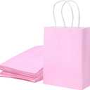 SUNCOLOR 25 Pieces 6" Mini Goodie Bags Small Pink Gift Bags with Handle for Party Favor Bags(Pink)