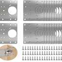 20PCS Upgraded Cabinet Hinge Repair Plate Kit: FOGZUVR Durable Door Hinge Mounting Plate Stainless Steel, Large Cabinet Fix Board with Screws for Kitchen Cabinet, Cupboard Doors and Furniture