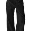 SOFIA'S CHOICE Women's Baggy Wide Leg Pants Low Waisted Cotton Trousers Y2K Casual Loose Fit Streetwear Pants Black Large 