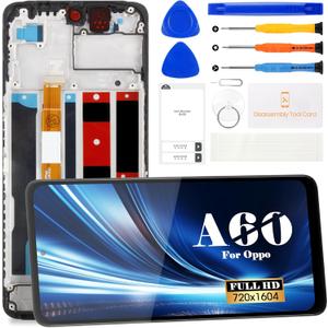 for Oppo A60 LCD Display for Oppo A60 Screen Replacement for Oppo A60 CPH2631 Touch Screen Digitizer Kits Assembly with Frame (Black)