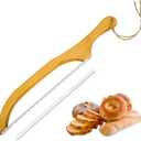 Bread Slicer, 15.7-inch Sourdough Bread Knife with protective cover, Used for Homemade Bread, Baguettes, Sandwich, Fruits(Suitable for right hand) (Wood color)