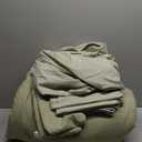 MUXHOMO 7 Pieces Queen Comforter Set, Soft Bed in a Bag Queen Size, All Season Bedding Set with Comforter, Flat Sheet, Fitted Sheet, Pillowcases & Shams, Olive Green