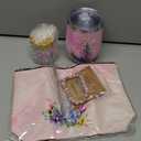 Personalized Gifts Monogrammed Birthday Gifts for Women, Maid of Honor Bachelorette Wedding Christmas Initial Wine Tumbler Makeup Bag Scented Candle Bracelet Set, (Pink,Flower J)