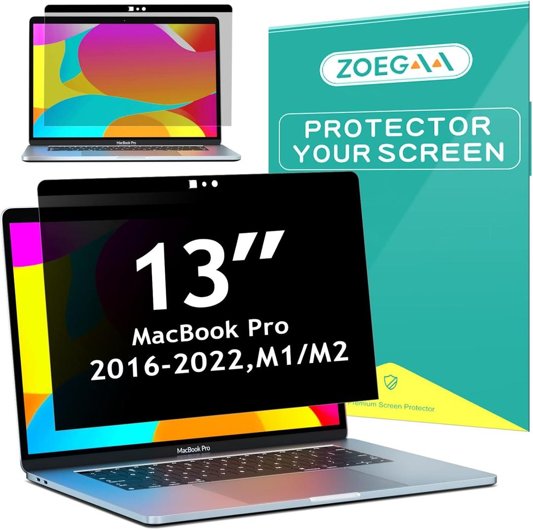 ZOEGAA Privacy Screen Macbook Pro 13 Inch, Webcam Cover Slider Anti Blue Light Magnetic Privacy Screen Protector Compatible with Macbook Pro 13 inch(2016-2022)with M2/M1&Macbook Air 13 inch(2018-2021)