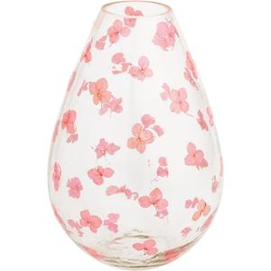 Mud Pie Large Pink Glass Flower Vase