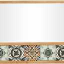 Deco 79 Wood Floral Room Wall Mirror Entryway Mirror with Patterned Mosaic Tile Edge, Wall Mounted Mirror 67" x 1" x 26", Brown