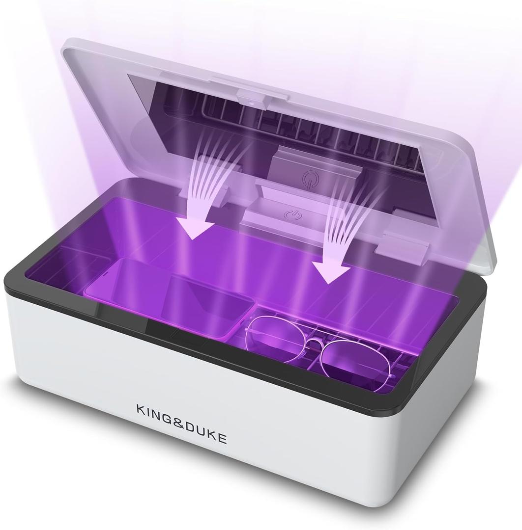 KING&DUKE Phone Sanitizer, UV Sanitizer Box with 360 UV-C Light, Portable UV Phone Sanitizer for Cell Phone, Keys, Glasses, Earphones  White