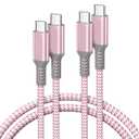 Basesailor USB Type C to C 100W Cable 10ft/2 Pack,Power Delivery Fast Charging Charger Cord for MacBook Mac,iPad Pro 11 12.9 Air 4 5 Mini 6,Samsung Galaxy Note 20 S23 S21 S22 Plus Ultra,A71 A72 A73 (Pink)
