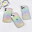 Cute Case for iPhone 14 Pro Max Case for Women Girls, with 3D Butterflies Pattern Design, Aesthetic Clear Iridescent Glitter Kawaii Girly Rainbow Protective Phone Cover