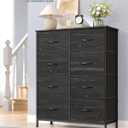 SONGMICS BELLAH Collection - Dresser for Bedroom, Chest of Drawers, Storage Organizer Unit, Closet, Entryway, Steel, 8 Drawers, Modern, Ebony Black ULGS124BE02S