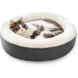 Love's cabin Round Donut Cat and Dog Cushion Bed, 20in Pet Bed for Cats or Small Dogs, Anti-Slip & Water-Resistant Bottom, Super Soft Durable Fabric Pet beds, Washable Luxury Cat & Dog Bed Dark Grey (19.7"L x 19.7"W x 5.9"Th)