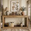 LITTLE TREE 63" Console Tables, Long Entryway Table, Modern Sofa Tables, 62.99" x 11.81" x 31.5" Long Couch Table Behind Sofa, Narrow Console Tables for Hallway, Living Room, Entrance, Foyer, Light Oak Brown