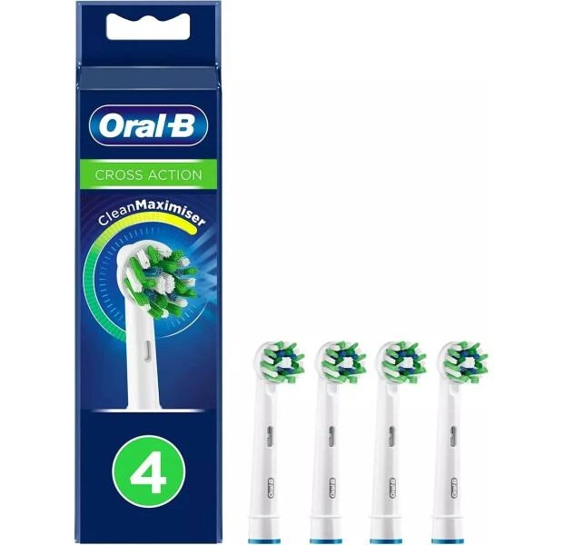 OralB CrossAction Electric Toothbrush Replacement Brush Heads, Black, 4 Count + 1 Sensitive White
