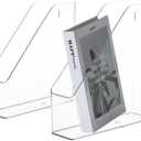 Voittozege 2 Pack Clear Acrylic Magazine File Holder Plastic Desk Organizer with Handle, Acrylic Vertical File Folder Bin Storage File Folders Magazine Rack Document Storage Organizer for Home Office (white)