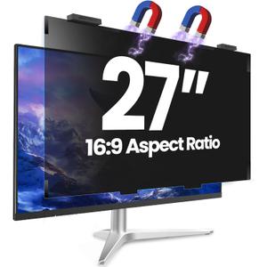 Magnetic 27 Inch Privacy Screen for Computer Monitor 16:9 Aspect Ratio, Hanging Removable Anti-Blue/Glare Protector Film, Anti Spy Desktop Security Private Filter 27in