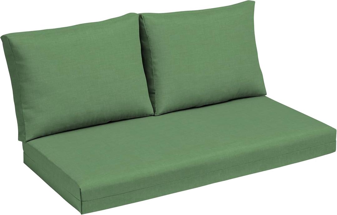 Arden Outdoor Loveseat Cushion Set, 48 x 24, Water Repellent, Fade Resistant, Cushion Set for Couch, Bench, and Swing, Moss Green Leala