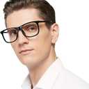 MARE AZZURO Oversized Square Reading Glasses Men Large Readers 1.0 1.25 1.5 1.75 2.0 2.25 2.5 2.75 3.0 3.5 4.0 5.0 6.0 (Black)