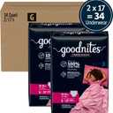 GoodNites Girls Nighttime Underwear, Size Large, 34 Ct, 2 Packs of 17