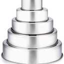TeamFar Cake Pan, 4’’ - 6’’ - 8’’ - 9½’’ - 11’’, Stainless Steel Round Baking Tier Smash Cake Pans Set, Healthy & Heavy Duty, Mirror Finish & Dishwasher Safe - Set of 5