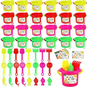 24Sets Summer Beach Gifts End of Year Gifts for Students Mini Sand Bucket Shovel Sand Molds Set Preschool Graduation Gifts Class Classmate Present for Students Classroom Party Favor