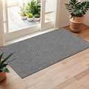 LEKEEPGO Door Mat 24"x47", Non Slip Washable Indoor Door Mat, Light Grey