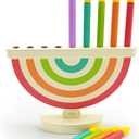 The Dreidel Company Hanukkah Children Wooden Chanukah Menorah with Removable Candles (Single)