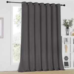 NICETOWN Sliding Patio Door Curtains - Grey Blackout Room Darkening Door Vertical Blinds for Dining Room with Grommet Top (Gray, 100 inches W x 95 inches L)