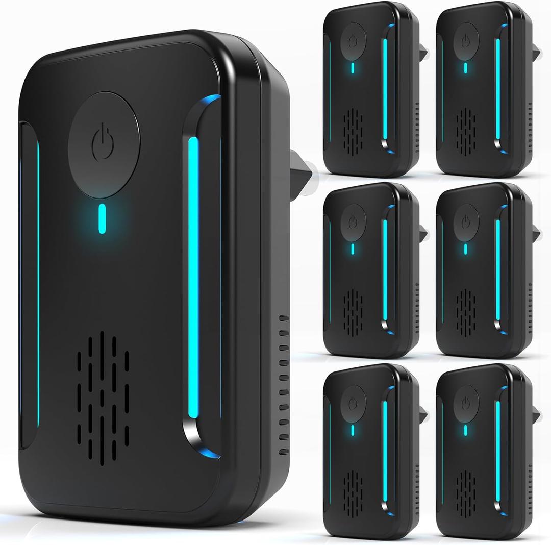 2025 Upgraded Ultrasonic Repeller & Insect Indoor Repeller, Ultrasonic and Repellent for Roach, Rodent, Mouse,Bugs,Mice,Spider,Ant,Electronic Plug in Pest Control,2 Mode Switching,6 Packs