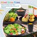 Mtgluk Wheat Straw Dinnerware Set for 4, Plastic Plates, Bowls, and Cups, Unbreakable, Dishwasher & Microwave Safe, Eco-Friendly, Ideal for Family Meals, Camping, and Picnics (Light color)